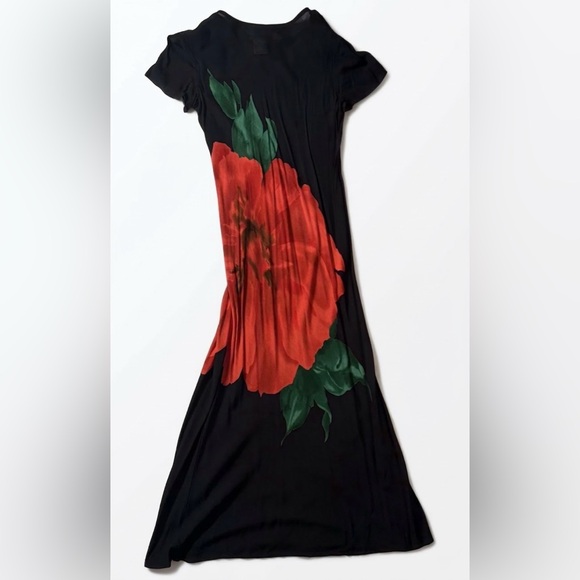 Jeffrey & Dara Black Maxi Dress with Red Floral Print - Picture 3 of 8